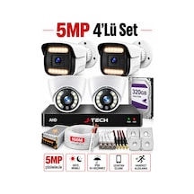 J-tech K1067 5mp 4 Lü Akıllı Kamera Seti 320gb Renkli Gece Görüş Yüz Ve Araç Tanıma Güvenlik Sistemi