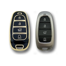 Lüx Hyundai Uyumlu 2021-22 Yeni Tucson Santa Fe Nano Anahtar Kılıfı Siyah Gold Renk
