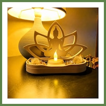 Bezos 3d Baskı Lotus Buda Mumluk - Dekoratif Tealight Mumluk-bej Hb006