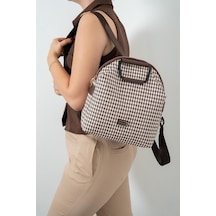 Silver Polo Sp771 Kadın Sırt Çantası Ekose Line Kare Kahve Sarı-kahve