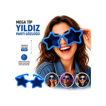 Mega Tip Yıldız Parti Gözlüğü Mavi Renk Yetişkin