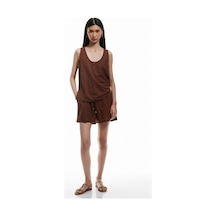 Koton Regular Fit Cepli Beli Bağcıklı Normal Paça Mini Şort Kahverengi 5sak70036ek Kahve