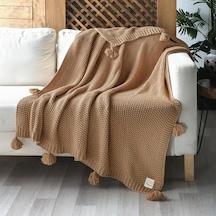 Coco Pirinç Örgü Ponponlu Triko Tv Battaniyesi Throw Koltuk Şalı (538861712)-130X170