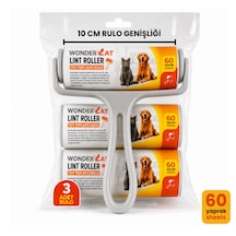 Wondercat Yüksek Yapışkanlı Tüy Toplama Rulosu + 2 Yedek Rulo 60 Yaprak 10 Cm