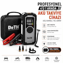 Akü Takviye Lastik Şişirme Pompası Powerbank Led Işıklı Dijital Gösterge Gerçek 8.000 Mah