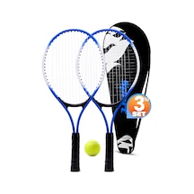 3lü Set Deluxe 21 İnç Çocuk Genç Tenis Raketi Seti Çantalı Çocuk Tennis L2 Grip 53 Cm Mavi 670
