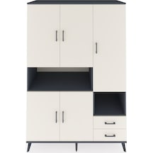 Kronos Dolap 10 Raflı 2 Çekmeceli 5 Kapaklı 132x59x195 Antrasit-aytaşı/aytaşı Aytası/aytası