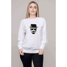 Silhouette Walter White Baskılı Beyaz Kadın Sweatshirt
