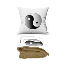 Ying Yang Desenli Opsiyonel Yastık İçinde Tv Battaniyesi 110x170