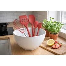 Silikon Spatula Seti 5'li - Çırpıcılı, Yapışmaz Tava Uyumlu, Isıya Dayanıklı Mutfak Seti Kırmızı Diğer