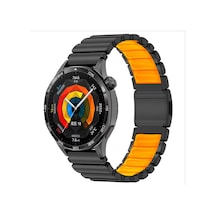 Honor Magic 2 46mm 22mm Uyumlu Metal Silikon Kordon Krd-151 - Siyah-turuncu - T41915
