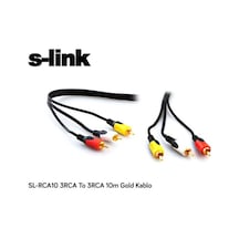 S-Link Sl-Rca10 3Rca To 3Rca 10M Gold Kablo