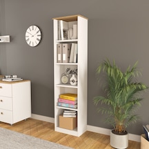 Olven Kitaplık 5 Raflı , 162 Cm Beyaz-meşe