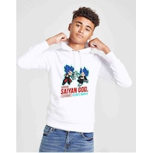 Tshirthane Anime Dragon Ball Baskılı Unisex Çocuk Kapüşonlu Beyaz Sweatshir (529028447) Beyaz