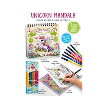 Unicorn Mandala - 6 Renk Keçeli Kalem Ve 75 Adet Çıkartma Hediyeli 3+ - Pyrz-884119
