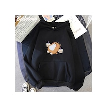 Tarzsokak Siyah Boba Çay Hoodie Sevimli Köpekbüyük Boy Karikatür Hoodie Kawaii İ K