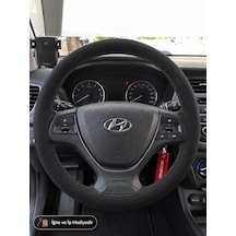 Hyundai İ20 Coupe Direksiyon Kılıfı Alcantara Süet Monza Black Serisi Siyah 2015-2018