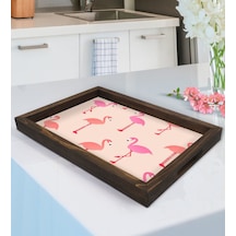 Bk Gift Flamingolar Tasarımlı Ahşap Tepsi-1