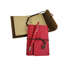Özel Ahşap Kutulu Kırmızı Deri Defter Ve Kalem Set Arbltgskuaıob0brsbp