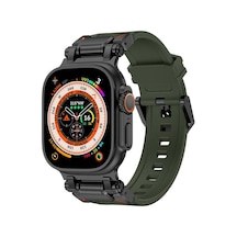 Watch Ultra 49mm Clo Krd-101 Titanyum Metal Başlıklı Silikon Kordon-siyah-yeşil