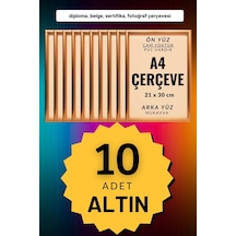 Altın-10 Adet A4 Çerçeve Diploma Belge Sertifika Fotoğraf Resim Çerçevesi Pvc 10lu Altın