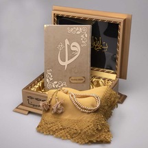 Şal + Tesbih + Kuran Hediye Seti (Hafız Boy. Kadife. Vizon) N11.2594