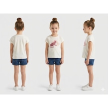 United Colors Of Benetton Benetton Kız Çocuk Bisiklet Yaka T-shirt Ekru