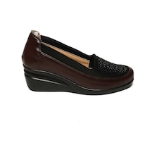 Bestello Bağcıksız Streç Detaylı Taşlı Poli Taban Comfort 018-529 Kadın Ayakkabı Kahve