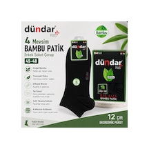 Dündar Çorap Erkek Bambu Soket Patik Çorap 12 Li Paket 45-48 4 Mevsim Siyah