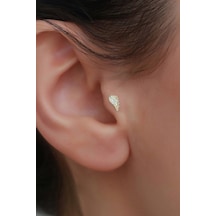 14 Ayar Altın Taşlı Kanat Tragus Piercing Sarı
