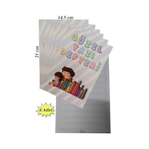 Güzel Yazı Defteri Küçük Boy 14,5x21 Cm 24 Yaprak 6 Adet Klavuzlu Standart Çizgili Yazı Defteri Dik Temel Harflerle 1. Sınıf