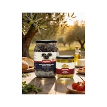 Gemlik Siyah Zeytin Salamura Yağlı 1 Kg 351/410 2xs-3xs & Izgara Yeşil Zeytin 200 Gr Cam Kavanoz