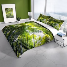 Cattleya Forest 1 3D Pamuk Saten Çift Kişilik Nevresim Takımı