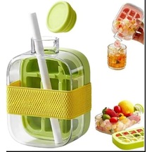 500 Ml Buz Kalıbı Pipetli Matara Soğuk İçecek Şişesi Buzluklu Suluk