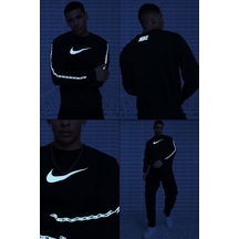 Nike Repeat Crew Unisex Sweatshirt Reflektörlü Bisiklet Yaka Sweatshirt Siyah