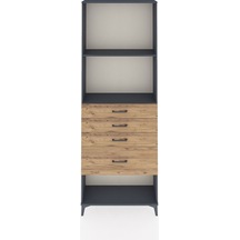 Arges Dolap 2 Raflı 4 Çekmeceli 88x30x243 Antrasit-çam Antrasit