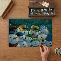 Sevimli Kardan Adamlar Tasarımı 240 Parça Ahşap Puzzle Ahşap Kutuda Mpy10495