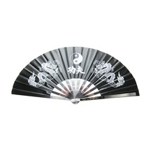 Mufunye Stainless Steel Çerçeveli Nylon Kumaşlı Katlanabilir Tai Chi Spor Fani - Wushu Gösteri Dansı İçin Siyah