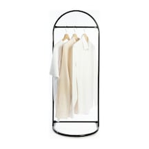 Butik Stil Oval Konfeksiyon Askılığı Siyah Renk Askılık Siyah Ayaklı Askılık Kıyafet Askılığı Siyah