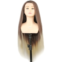 Omuzlu Kuaför Eğitim Mankeni / Yaki + Masa Aparatı / Kahverengi / Platin - Zmff-739485 Çok Renkli