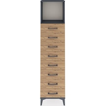Arges Dolap Tek Raflı 8 Çekmeceli 44x30x182 Antrasit-çam Antrasit
