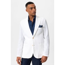 Antioch Torba Cepli Astarsız Erkek Blazer Ceket Ekru