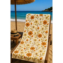 Plaj Havlusu Ss-26 Koleksiyonu Premium Özel Tasarım Hızlı Kuruyan Mikrofiber Havlu 75x150 Cm Ekru