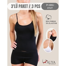 Alya Underwear Kadın Pamuklu Ip Askılı Oval Yaka Atlet 3'lü, 3 Adet Ten Çok Renkli T01