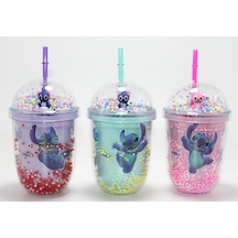 Stitch Figürlü Pipetli Kapaklı Kupa Bardak Alk5110 Çr