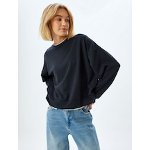 Koton Basic Sweatshirt Bisiklet Yaka Uzun Kollu Modal Karışımlı Siyah 5wak10036ek Siyah