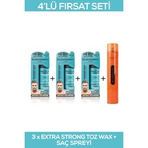 Fontenay Saç Şekillendirici Pudra Toz Wax Matt Effect Mavi 20gr X3 + 400ml Saç Sprey 4'Lü Set