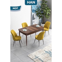 Canisa Han Serisi, 70x114 Açılabilir Mdf Masa Takımı,barok Ahşap Desen Masa, 4 Bordo Sandalye Masa Barok Ahşap Sandalyeler Hardal