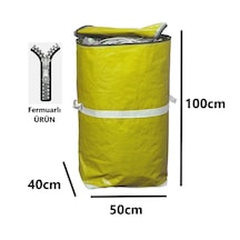 Ev-ış Branda Taşıma Çuvalı 50x40+100cm Fermuarlı Ve Cepli 170gr.tekstıl Çuvalı- Sarı