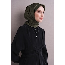 Armine Tivil Saf İpek Eşarp 9625 83 Yeşil Slogan Desen
